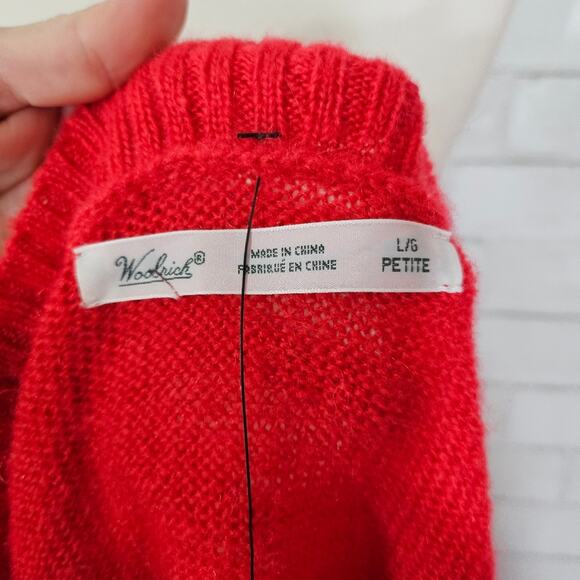 Woolrich Petite Red Cable Knit Wool Sweater Large Petite NWT - Picture 7 of 8